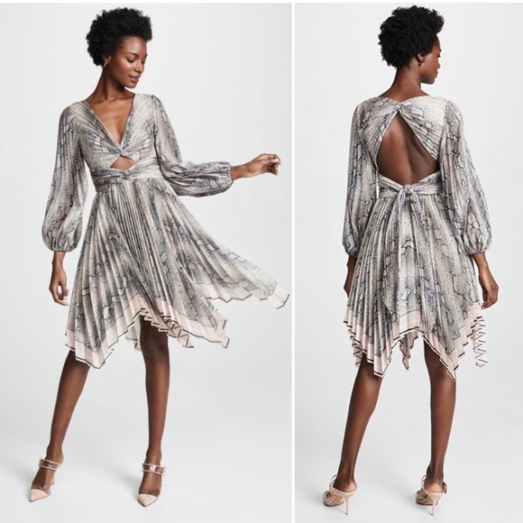 NWT ZIMMERMANN Midi Dress Wedding Cutout Pleated Silk Long Puff Sleeve Size 0 4‎ - Picture 3 of 17